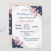 navy blue - roze butterflypartij (Voorkant / Achterkant)