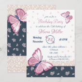 navy blue - roze butterflypartij (Voorkant / Achterkant)