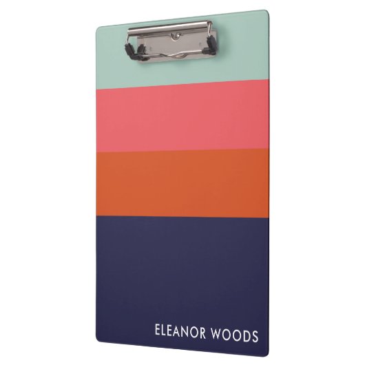 Navy Blue roze Geometric Striped Personated Name Klembord (Links)