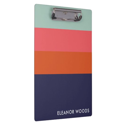 Navy Blue roze Geometric Striped Personated Name Klembord (Rechts)