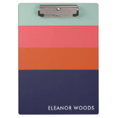 Navy Blue roze Geometric Striped Personated Name Klembord (Voorkant)