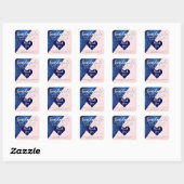 Navy Blue Roze Glitter Geo Logo - Hartelijk dank Vierkante Sticker (Vel)