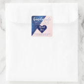 Navy Blue Roze Glitter Geo Logo - Hartelijk dank Vierkante Sticker (Tas)