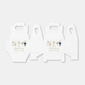 Navy Blue roze Gold FlowersTwins Baptism Bedankdoosjes (Uitgevouwen)