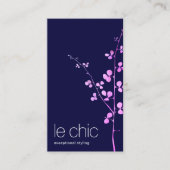 Navy Blue Roze Leaves Branch Visitekaartje (Voorkant)