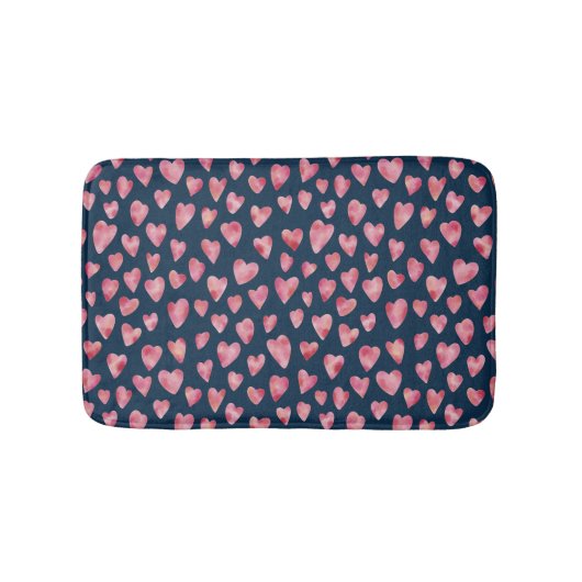 Navy Blue & Roze Love Heart Badmat (Voorkant)