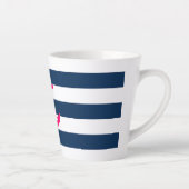 Navy Blue Roze Nautical Anchor Stripes Latte Mok (Rechts)