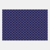 Navy Blue Roze patterned Wrapping Paper Sheets (Voorkant)