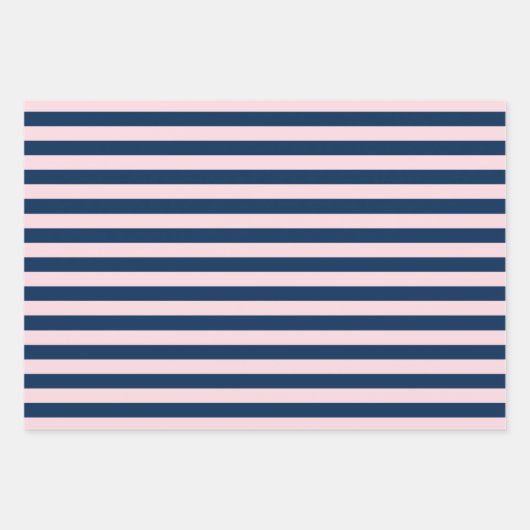 Navy Blue Roze patterned Wrapping Paper Sheets (Voorkant 3)