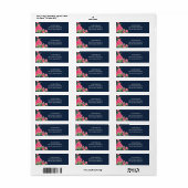 Navy Blue Roze Roses Flower Bouquet Floral Wedding Etiket (Full Sheet)