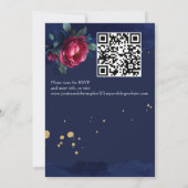 Navy blue roze  rozen bruiloft sjabloon kaart (Achterkant)
