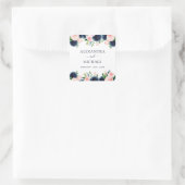 Navy Blue Roze Waterverf Bloemen bruiloft zegel (Tas)