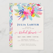 Navy Blue Roze Wild Rainforest Vrijgezellenfeest Kaart (Voorkant / Achterkant)