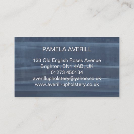 Navy blue rozen Antiek Meubelen Visitekaartje (Achterkant)