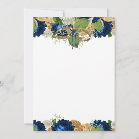 Navy Blue Rozen Boho Gold Handfasting Kaart (Achterkant)