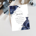 Navy Blue Rozen & Dress Silver Sweet 16 Party Kaart<br><div class="desc">Navy Blue Rozen & Dress Silver Sweet 16 Party Invitation Meer elegante florale design in onze winkel! Zie bijbehorend collectie in onze winkel</div>