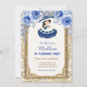 Navy Blue Rozen en Gold Mexican Birthday Kaart (Voorkant)