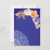 Navy Blue rozen en mandala bruiloft Kaart (Achterkant)