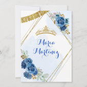 Navy Blue Rozen Girl Charra 15th Birthday Kaart (Achterkant)