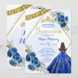 Navy Blue Rozen Girl Charra 15th Birthday Kaart