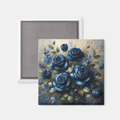 Navy Blue Rozen Gold Gilding Impressionist Art Magneet (Voorkant / Achterkant)