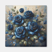 Navy Blue Rozen Gold Gilding Impressionist Art Magneet (Voorkant)