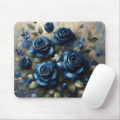 Navy Blue Rozen Gold Gilding Impressionist Art Muismat (Met muis)