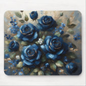 Navy Blue Rozen Gold Gilding Impressionist Art Muismat (Voorkant)