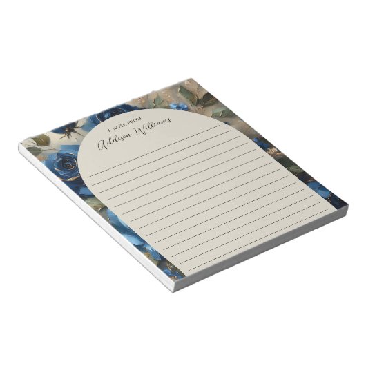 Navy Blue Rozen Gold Gilding Lined gepersonaliseer Notitieblok (Schuin)