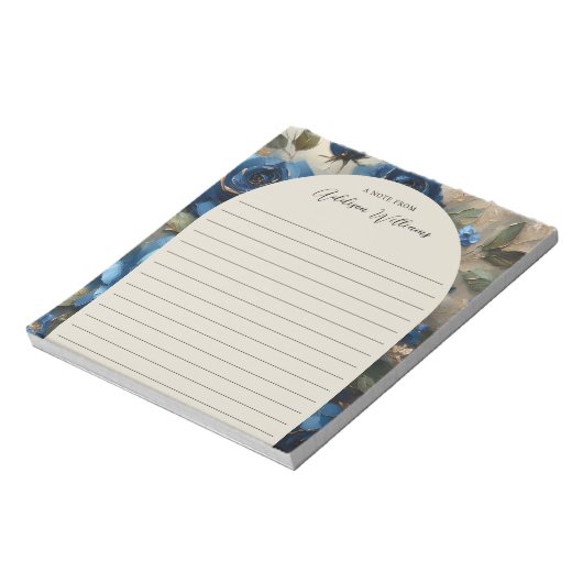 Navy Blue Rozen Gold Gilding Lined gepersonaliseer Notitieblok (Linkerzijde)