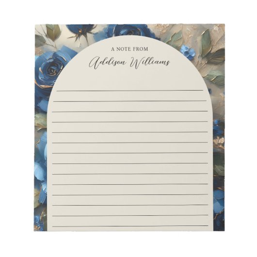 Navy Blue Rozen Gold Gilding Lined gepersonaliseer Notitieblok (Voorkant)