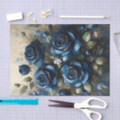 Navy Blue Rozen met Gold Impressionist Decoupage Tissuepapier (Craft)