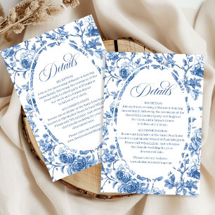 Navy Blue Rozen Toile Klassieke Details Kaart Suit