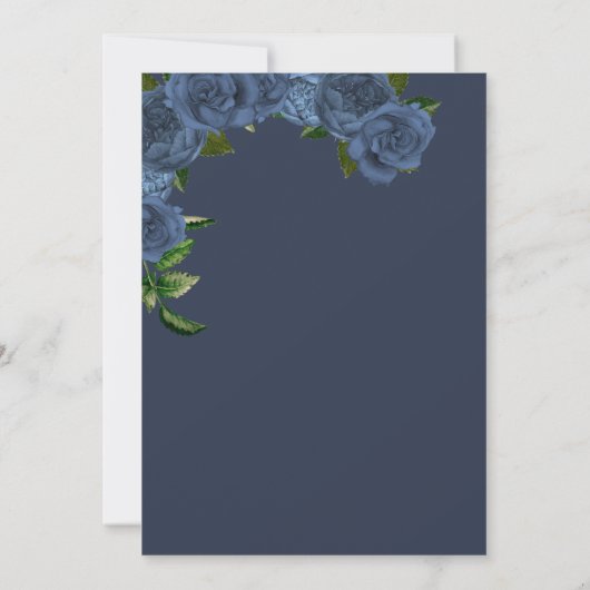 Navy Blue Rozen White en Gold Elegant Quinceanera Kaart (Achterkant)