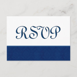 Navy Blue RSVP Damask Wedding C108 Kaartje