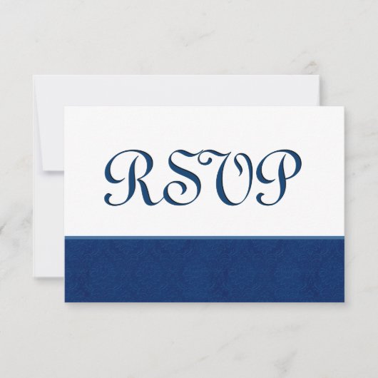 Navy Blue RSVP Damask Wedding C108 Kaartje (Voorkant)
