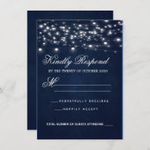 Navy Blue RSVP-kaart (Voorkant / Achterkant)