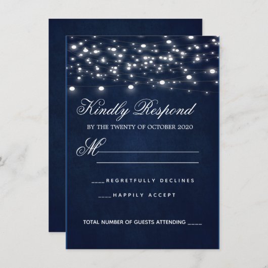 Navy Blue RSVP-kaart (Voorkant / Achterkant)