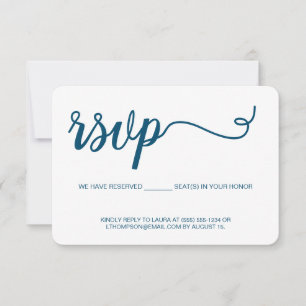 Navy Blue RSVP zonder mailing gereserveerde zitpla Kaartje