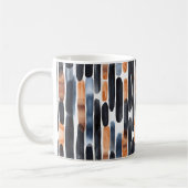 Navy Blue Rust Orange Stripes Koffiemok (Links)