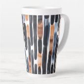 Navy Blue Rust Orange Stripes Latte Mok (Rechterhoek)