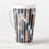 Navy Blue Rust Orange Stripes Latte Mok (Linkerhoek)