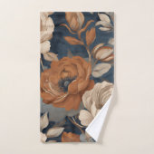 Navy Blue Rust Sinaasappel Moderne Boerderij Bloem Bad Handdoek (Handdoek)