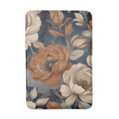 Navy Blue Rust Sinaasappel Moderne Boerderij Bloem Badmat (Voorkant Verticaal)