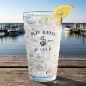Navy Blue Rustic Anchor | Naam vaartuig Glas