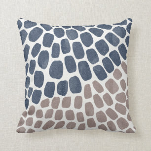 Navy blue rustic artsy hand geschilderd design kussen