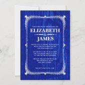 Navy Blue Rustic Barn Wood Wedding Invitations Kaart (Voorkant)