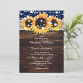 Navy Blue Rustic Burlap en Lace Sunflower Wedding Kaart (Staand voorkant)
