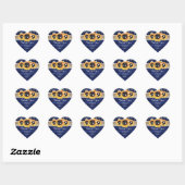 Navy Blue Rustic Burlap Lace Sunflower Wedding Hart Sticker (Vel)