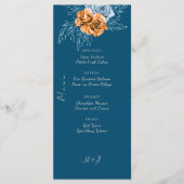Navy Blue Rustic Chic Indigo Rust Floral Wedding Menu (Voorkant)